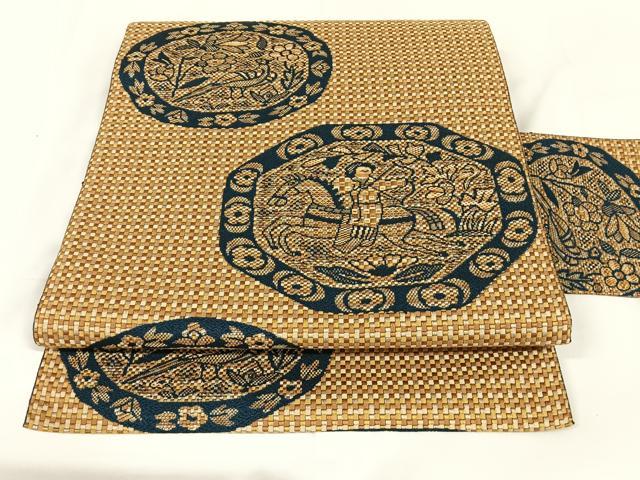 平和屋着物◎八寸名古屋帯 狩猟文 正絹 逸品 AABM4439dk