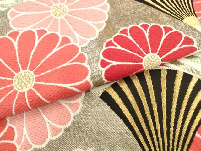 平和屋着物●西陣 川島織物 六通柄 本袋帯 流水花文 金銀糸 正絹 逸品 AABM4602pf