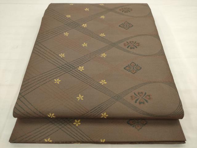 平和屋着物●六通柄 本袋帯 紬地 舞花文 正絹 逸品 AABM4608pf