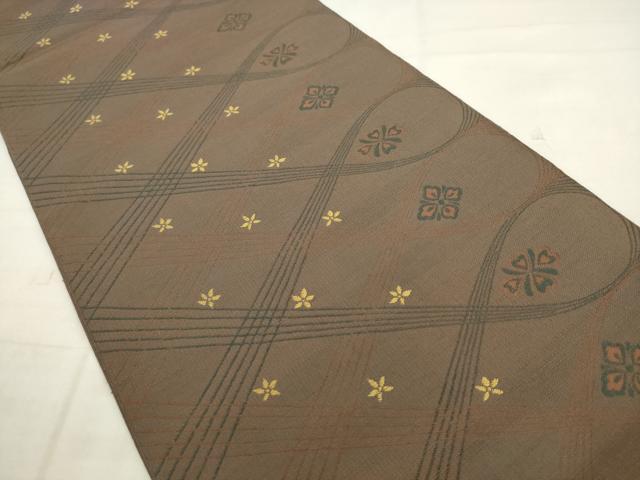 平和屋着物●六通柄 本袋帯 紬地 舞花文 正絹 逸品 AABM4608pf