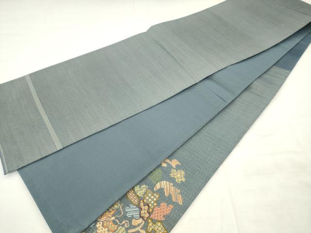 平和屋着物●太鼓柄袋帯 花蝶文 金糸 正絹 逸品 AABM4639pf