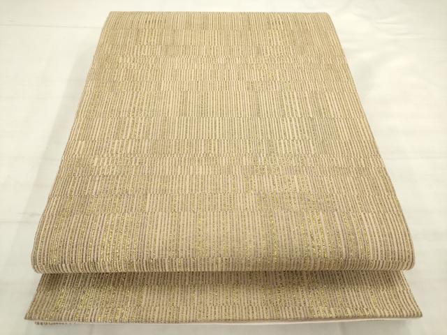 平和屋着物●全通柄袋帯 変わり縞 金糸 正絹 逸品 AABM4669pf