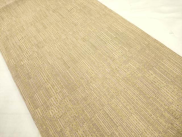 平和屋着物●全通柄袋帯 変わり縞 金糸 正絹 逸品 AABM4669pf