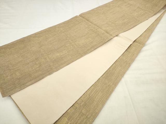 平和屋着物●全通柄袋帯 変わり縞 金糸 正絹 逸品 AABM4669pf