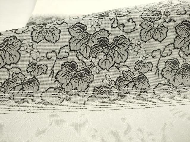 平和屋着物●両面全通柄袋帯 葡萄蔦の葉文 草花文 正絹 逸品 AABM4670pf
