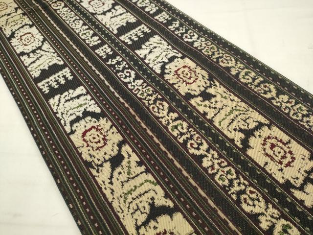 平和屋着物●六通柄袋帯 草花間道 正絹 逸品 AABM4712pf