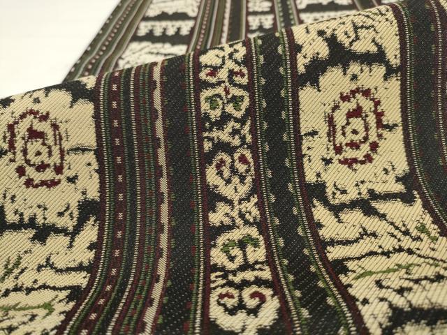 平和屋着物●六通柄袋帯 草花間道 正絹 逸品 AABM4712pf