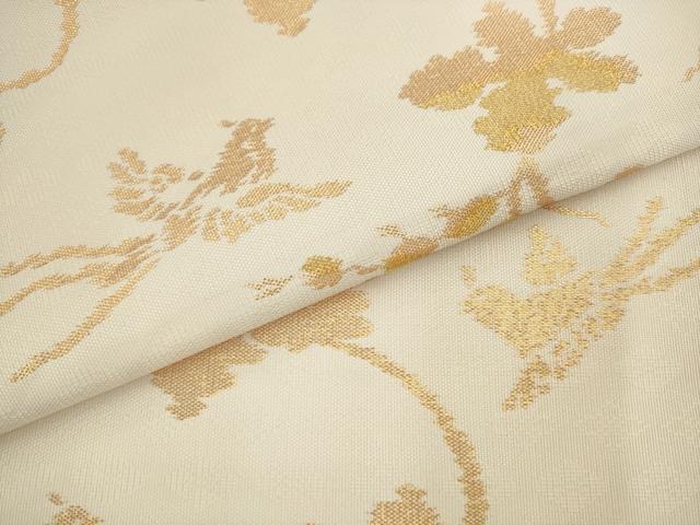 平和屋着物●全通柄 本袋帯 花鳥文 金糸 正絹 逸品 AABM4717pf