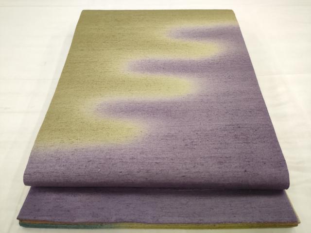 平和屋着物●菅原工房 菅原結作 漢方染紬 両面両方向太鼓柄袋帯 霞文 正絹 逸品 AABM4718pf
