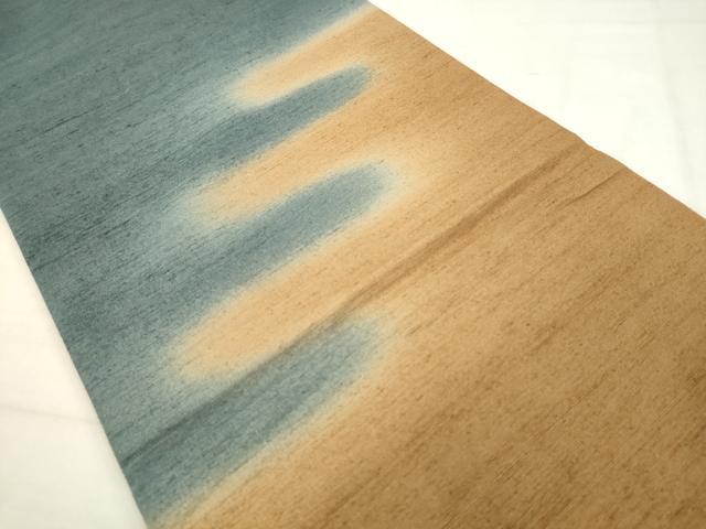 平和屋着物●菅原工房 菅原結作 漢方染紬 両面両方向太鼓柄袋帯 霞文 正絹 逸品 AABM4718pf