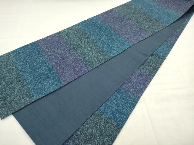 平和屋着物●全通柄袋帯 紬地 横段霞文 正絹 逸品 AABM4719pf