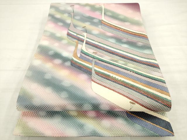 平和屋着物●太鼓柄袋帯 作家物 孔雀文 金通し地 正絹 逸品 AABM4724pf