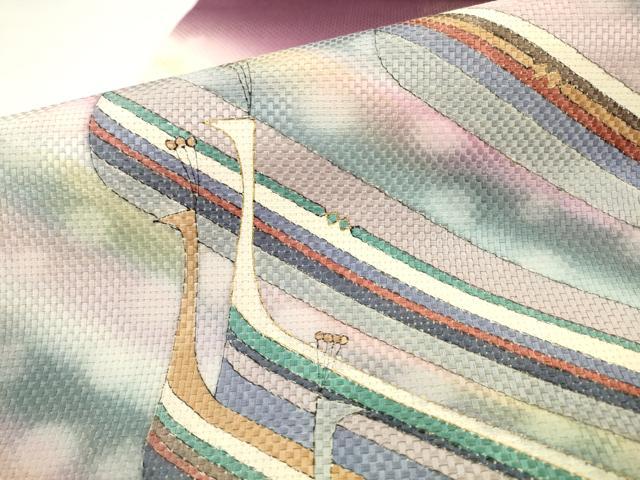 平和屋着物●太鼓柄袋帯 作家物 孔雀文 金通し地 正絹 逸品 AABM4724pf
