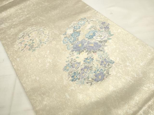 平和屋着物●本加賀友禅作家 毎田健治監修 太鼓柄袋帯 春しらべ 引箔 正絹 逸品 AABM4737pf