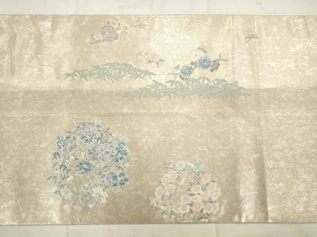 平和屋着物●本加賀友禅作家 毎田健治監修 太鼓柄袋帯 春しらべ 引箔 正絹 逸品 AABM4737pf