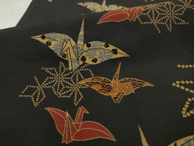 平和屋着物●全通柄京袋帯 折鶴 黒地 AABM4780pf