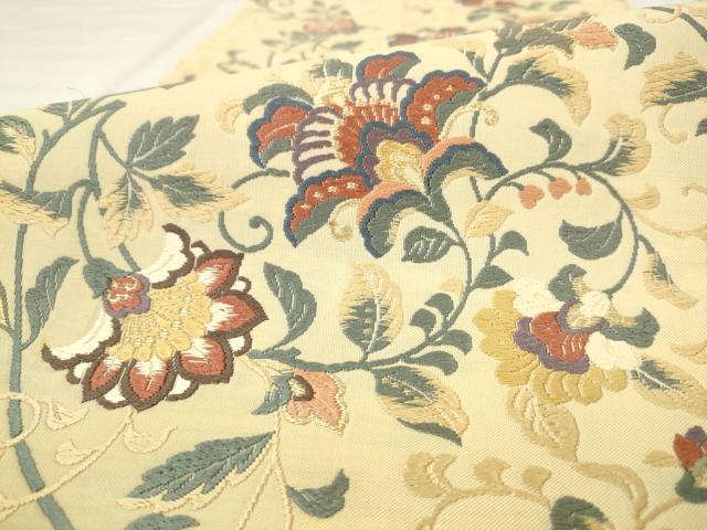 平和屋着物●六通柄袋帯 唐織 みやこ綴 更紗花文 金糸 正絹 逸品 AABM4786pf
