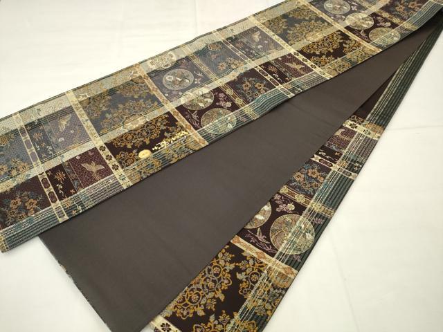 平和屋着物●螺鈿作家 藤本隆士 袋帯 螺鈿 鳳凰花文 正絹 逸品 AABM4791pf