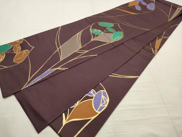 平和屋着物●世界的人形師 辻村寿三郎 ジュサブロー 全通柄袋帯 花束文 金糸 正絹 逸品 AABM4798pf