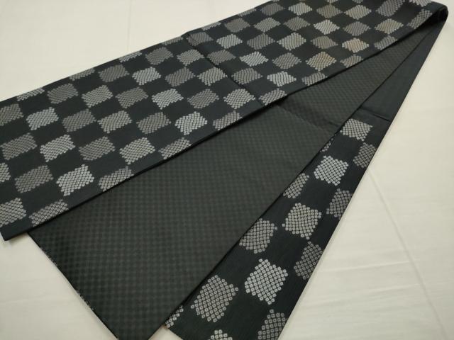 平和屋着物●六通柄京袋帯 市松文様 黒地 AABM4800pf
