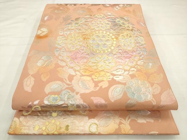 平和屋着物●西陣 川島織物 六通柄 本袋帯 草花丸文 金銀糸 正絹 逸品 AABM4814pf