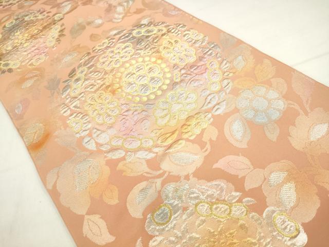 平和屋着物●西陣 川島織物 六通柄 本袋帯 草花丸文 金銀糸 正絹 逸品 AABM4814pf