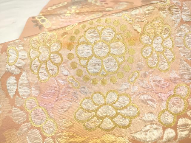 平和屋着物●西陣 川島織物 六通柄 本袋帯 草花丸文 金銀糸 正絹 逸品 AABM4814pf