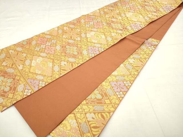 平和屋着物●西陣 川島織物 六通柄 本袋帯 花菱文 金糸 正絹 逸品 AABM4818pf