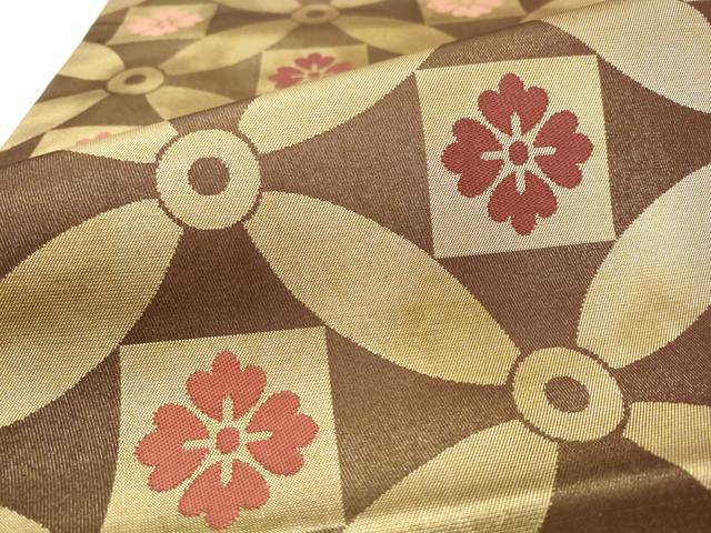 平和屋着物●西陣 川島織物 九寸名古屋帯 七宝花文 金糸 正絹 逸品 AABM4819pf