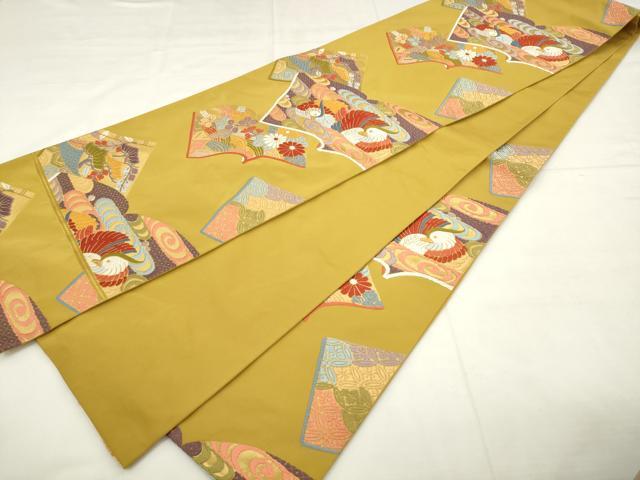 平和屋着物●六通柄袋帯 唐織 鴛鴦花冊子文 金糸 正絹 逸品 AABM4820pf