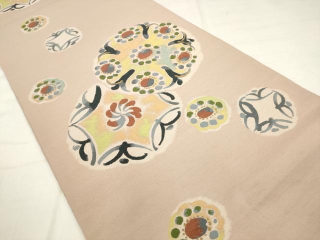 平和屋着物●西陣 川島織物 六通柄 本袋帯 紬地 飾花文 金糸 正絹 逸品 AABM4828pf