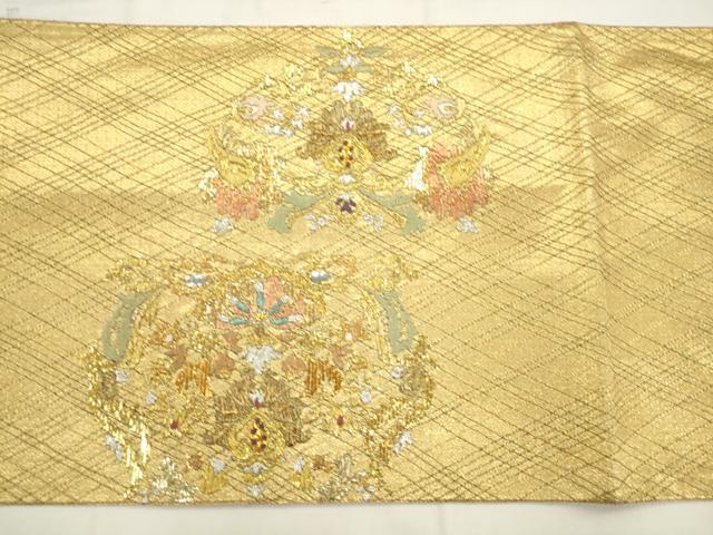 平和屋着物●太鼓柄袋帯 飾花文 金銀糸 正絹 逸品 AABM4830pf