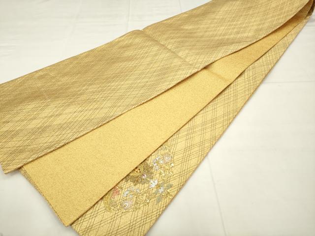 平和屋着物●太鼓柄袋帯 飾花文 金銀糸 正絹 逸品 AABM4830pf