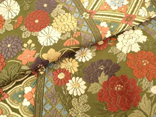 平和屋着物●唐織・西陣の老舗・名門・藤原織物 六通柄袋帯 草花文 金糸 正絹 逸品 AABM4849pf