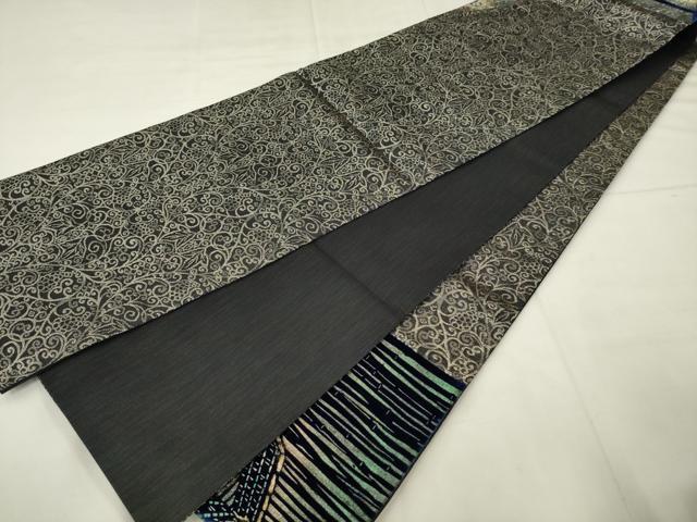 平和屋着物●太鼓柄袋帯 切嵌 ベロア 風景文 銀糸 金彩 正絹 逸品 AABM4859pf