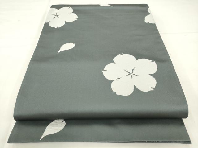 平和屋着物●世界的人形師 辻村寿三郎 ジュサブロー 六通柄袋帯 舞桜文 正絹 逸品 AABM4862pf