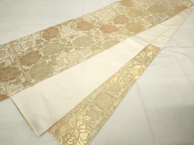 平和屋着物●西陣 川島織物 六通柄 本袋帯 草花文 金糸 正絹 逸品 AABM4865pf