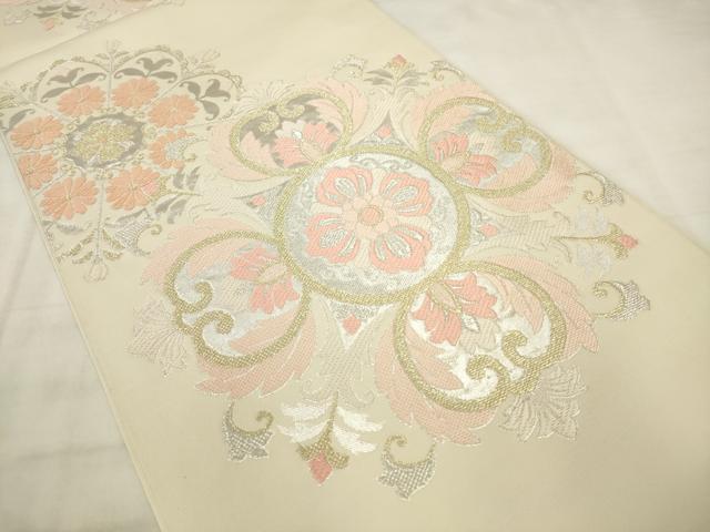 平和屋着物●西陣 川島織物 六通柄 本袋帯 飾花文 金銀糸 正絹 逸品 AABM4876pf