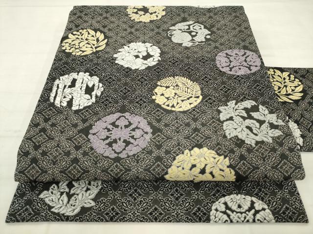 平和屋着物●九寸名古屋帯 唐織 草花丸文 さが美扱い 正絹 逸品 AABM4881pf