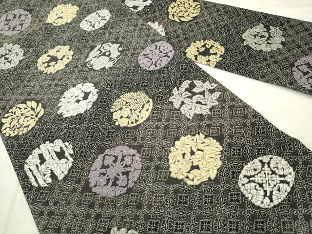 平和屋着物●九寸名古屋帯 唐織 草花丸文 さが美扱い 正絹 逸品 AABM4881pf
