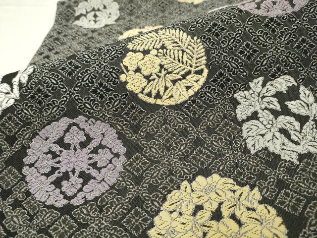 平和屋着物●九寸名古屋帯 唐織 草花丸文 さが美扱い 正絹 逸品 AABM4881pf
