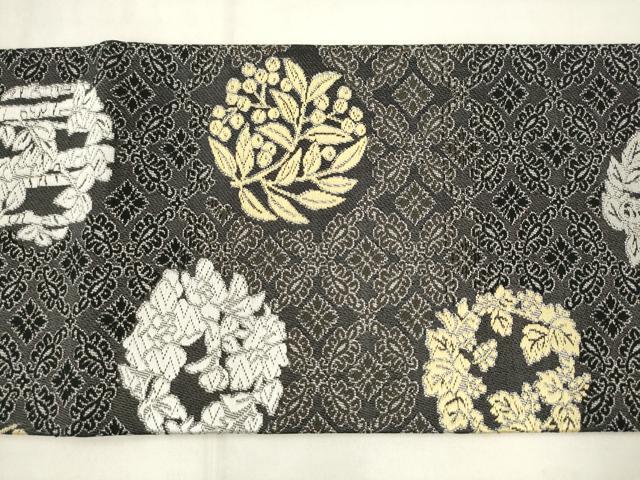 平和屋着物●九寸名古屋帯 唐織 草花丸文 さが美扱い 正絹 逸品 AABM4881pf