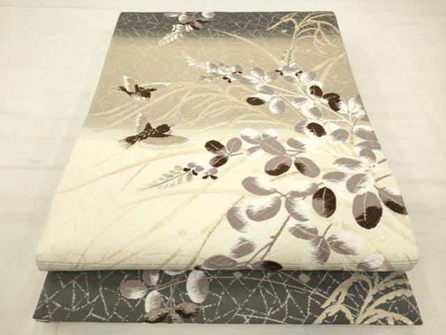 平和屋着物●六通柄袋帯 唐織 花鳥文 金糸 正絹 逸品 AABM4886pf