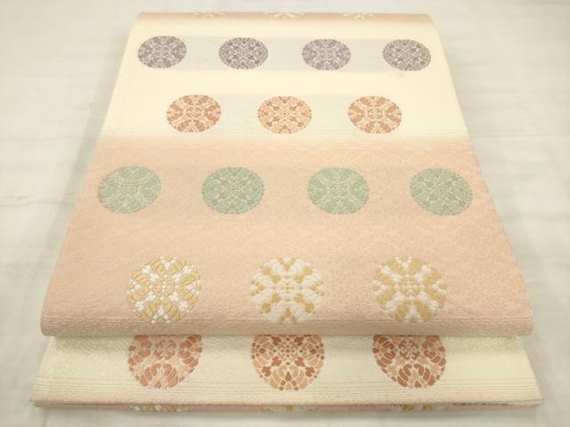 平和屋着物●六通柄袋帯 唐織 横段花丸文 さが美扱い 正絹 逸品 AABM4887pf