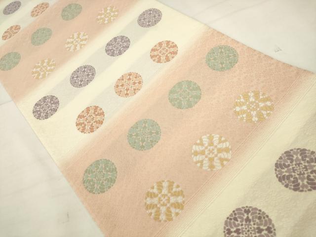平和屋着物●六通柄袋帯 唐織 横段花丸文 さが美扱い 正絹 逸品 AABM4887pf