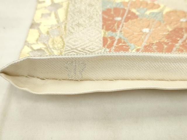 平和屋着物●西陣 川島織物 六通柄 本袋帯 檜扇草花文 金銀糸 正絹 逸品 AABM4888pf