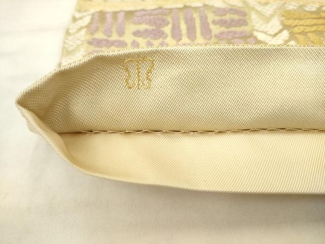 平和屋着物●西陣 川島織物 六通柄 本袋帯 横段文 金糸 正絹 逸品 AABM4890pf