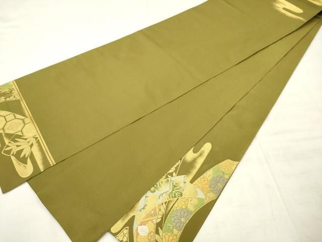 平和屋着物●西陣 川島織物 太鼓柄袋帯 束ね熨斗花文 本金 正絹 逸品 AABM4891pf