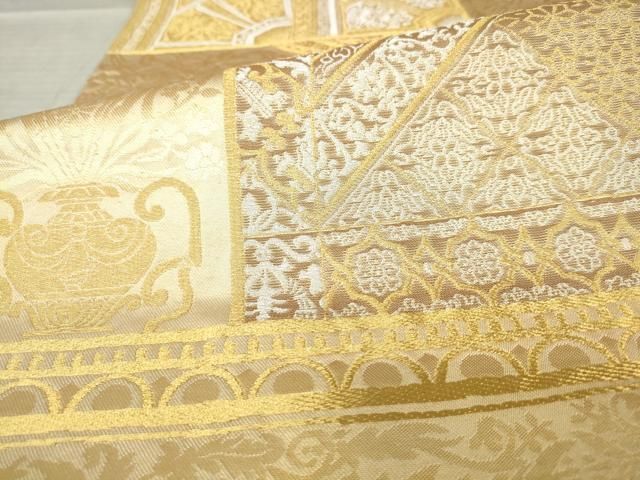 平和屋着物●西陣 川島織物 六通柄 本袋帯 壁画文様 金銀糸 三越扱い 正絹 逸品 AABM4894pf