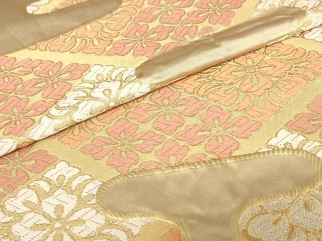 平和屋着物●西陣 川島織物 六通柄 本袋帯 霞取り花菱文 金糸 三越扱い 正絹 逸品 AABM4896pf